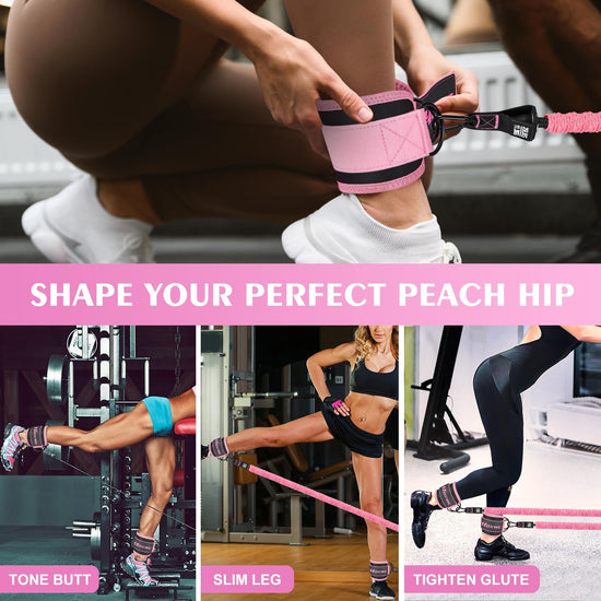 Ankle Resistance Bands with Cuffs, Resistance Bands for Working Out, Resistance Bands for Leg, Booty Workout Equipment for Kickbacks Hip Fitness Training, Kickback Strap for Glute Women