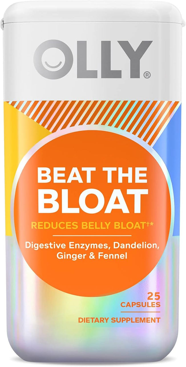 Beat the Bloat Capsules, Belly Bloat Relief for Gas and Water Retention, Digestive Enzymes, Vegetarian, Supplement for Women - 25 Count