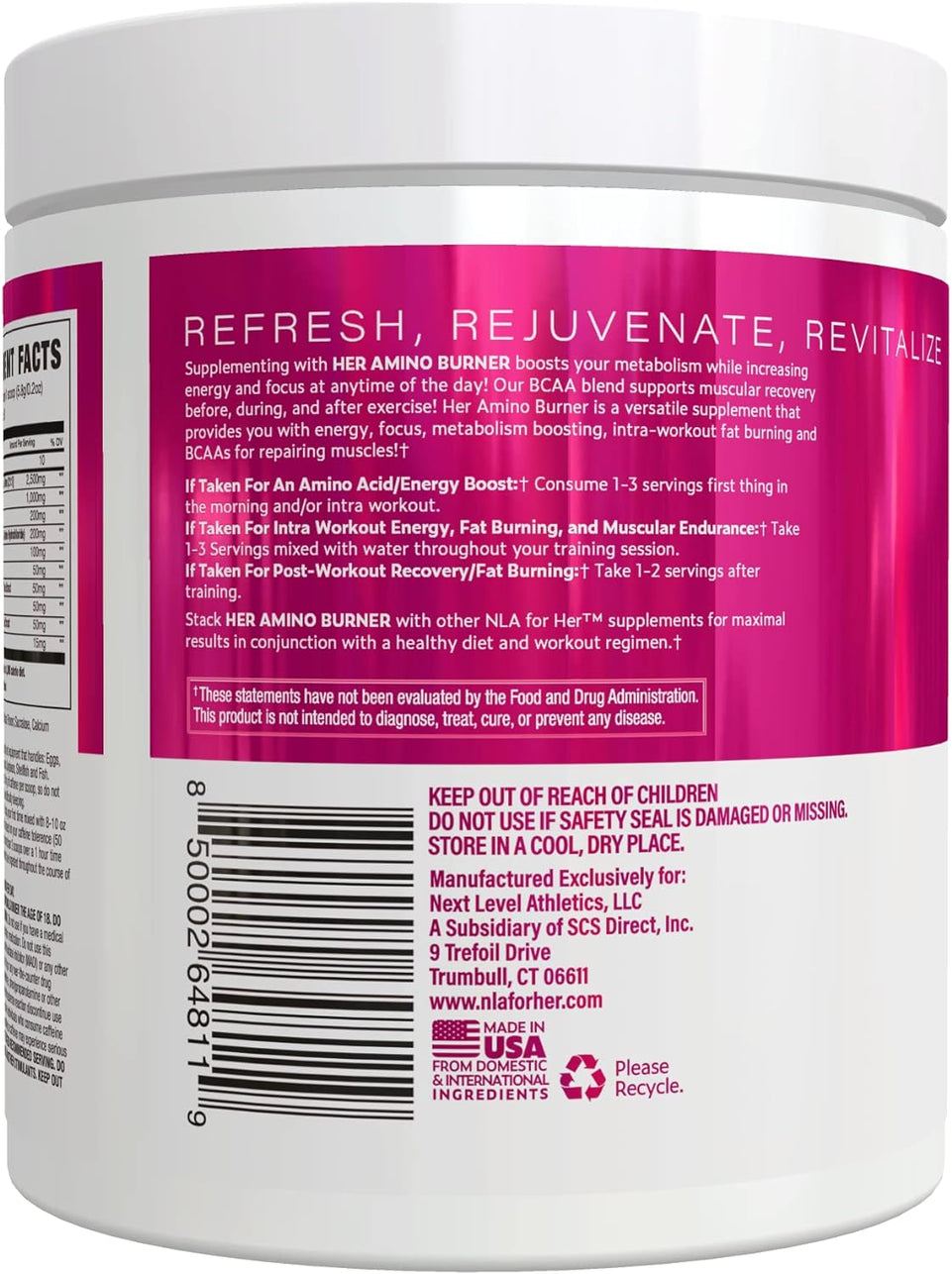 - Her Amino Burner - Intra-Workout BCAA Fat Burner + Energy - Sustained Energy, Focus, and Endurane. Promotes Fat Loss & Boosts Metabolism - 195 Grams (Sweet Georgia Peach)