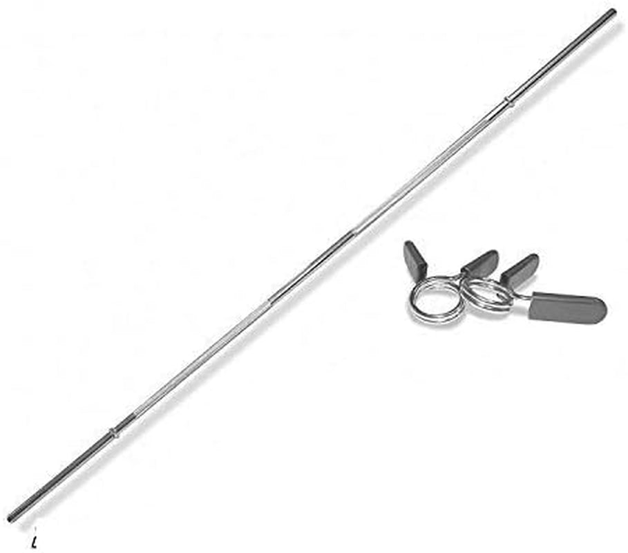 Barbell Standard Bar with Spring Collar Locks - 6Ft Heavy-Duty Standard Bar, 72 Inch Solid Steel Chrome Bar, 6 Foot Standard Barbell Handle for Power Weightlifting, Bodybuilding - Fitness Gym Exercise Equipment