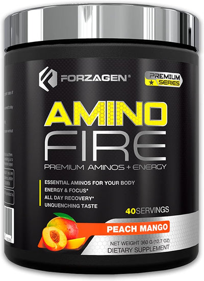 Amino Energy + BCAA Amino Acids - Energy | Focus | Endurance | Reaction | 40 Servings of Amazing Flavors | Amino Fire (Peach Mango)