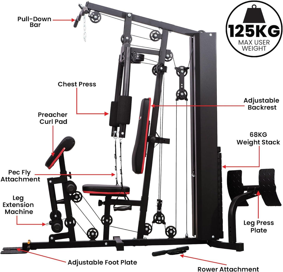 Powertrain JX-89 Multi Station Home Gym 68Kg Weight Cable Machine