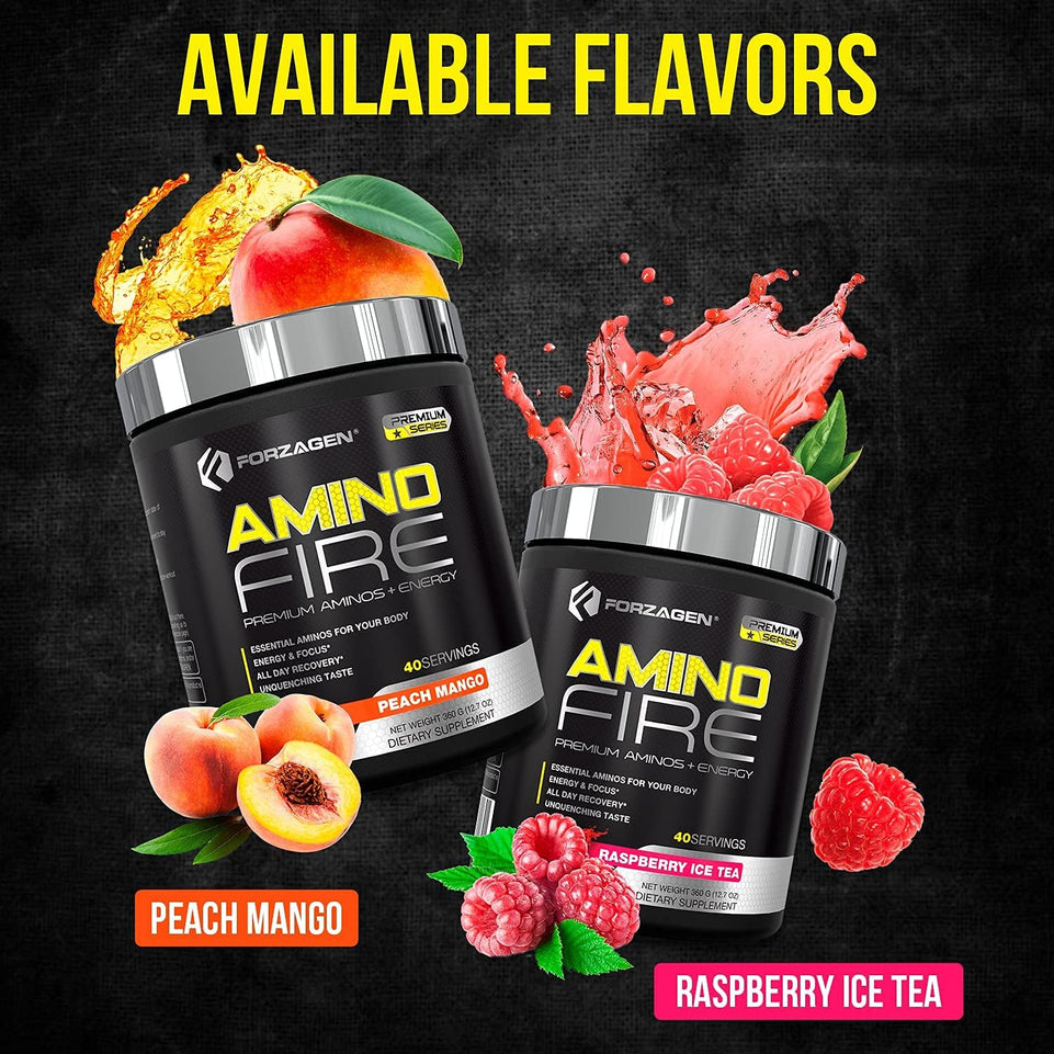 Amino Energy + BCAA Amino Acids - Energy | Focus | Endurance | Reaction | 40 Servings of Amazing Flavors | Amino Fire (Peach Mango)