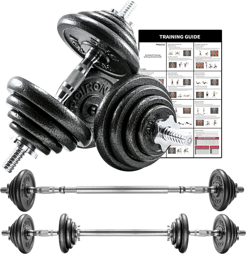 20Kg Cast Iron Adjustable Dumbbell Set Hand Weight with Solid Dumbbell Handles Changed into Barbell Handily Perfect for Bodybuilding Fitness Weight Lifting Training Home Gym