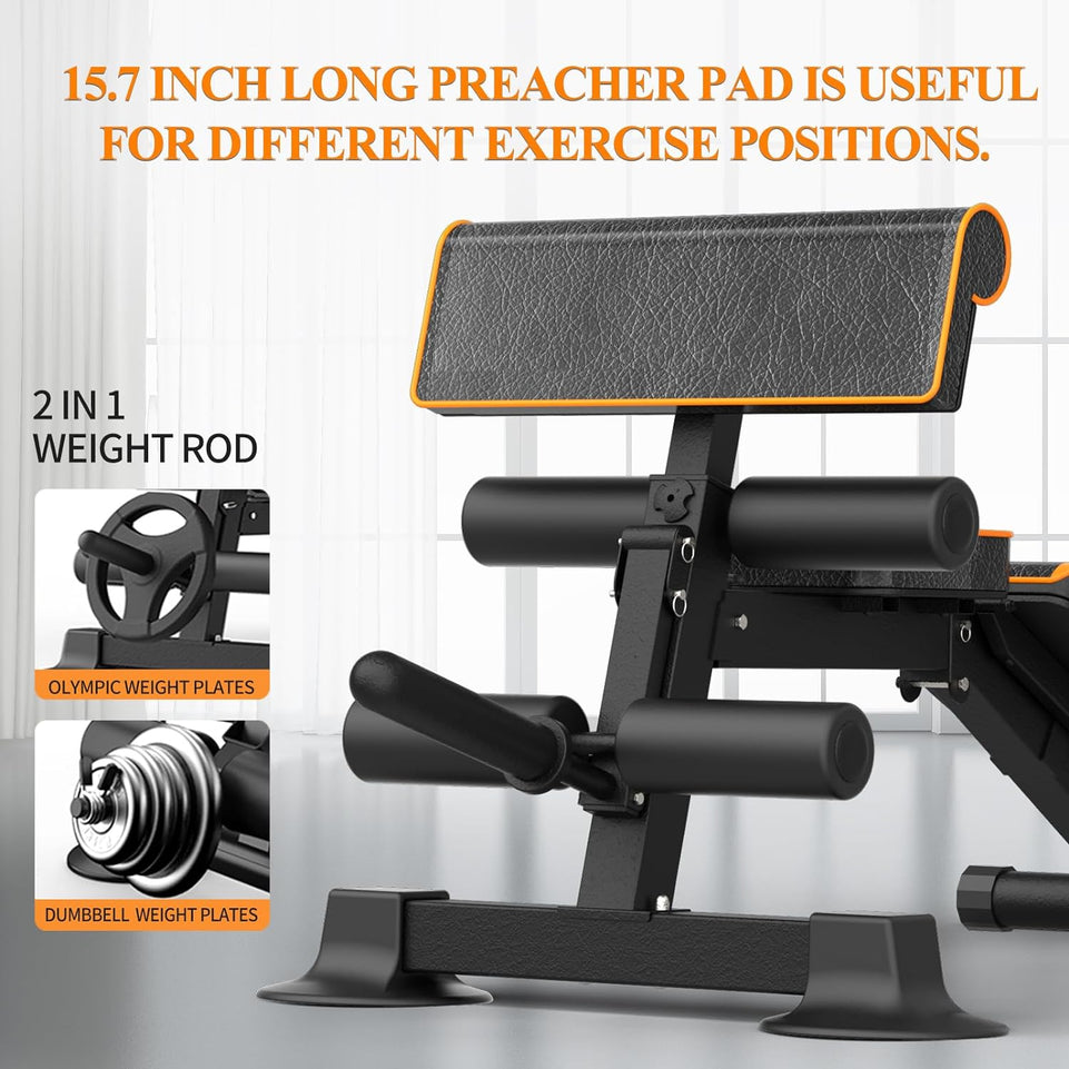 Adjustable Weight Bench Multi-Function Workout Bench for Home Gym,Foldable Incline Decline Benches for Full Body Workout 660LBS