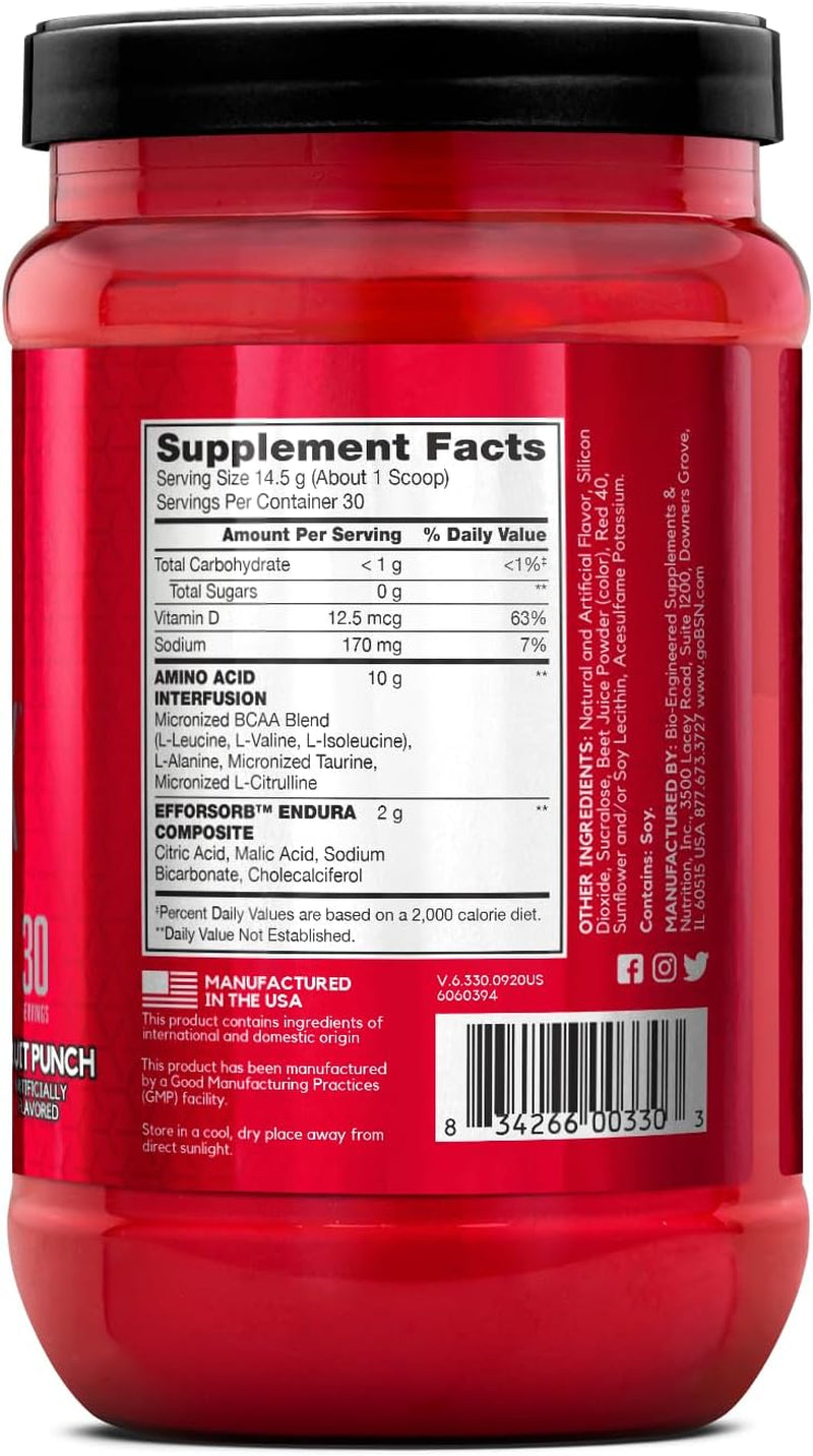 AMINO X Endurance & Recovery Powder with 10 Grams of Aminos per Serving, Flavor: Fruit Punch, 30 Servings