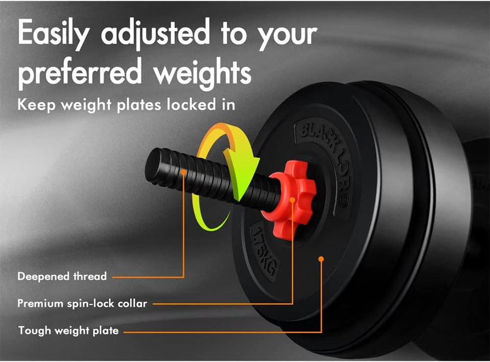 20KG Dumbbell Barbell Set 4-In-1 Standard Weight Plates with Connecting Rod Exercise & Fitness Equipment for Home Gym Body Workouts Strength Training