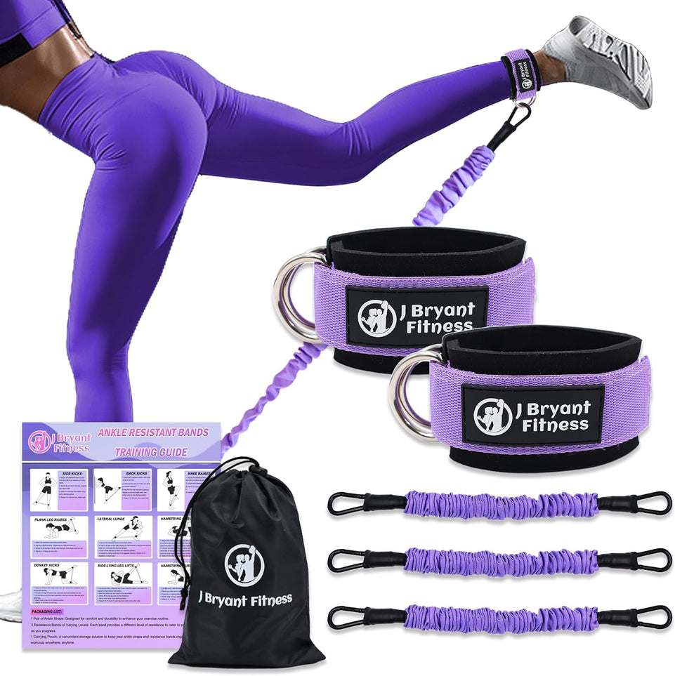 Ankle Resistance Bands with Cuffs Set, 60LB 3 Different Pound Resistance Bands, for Leg Glute Exercise Fitness Equipment