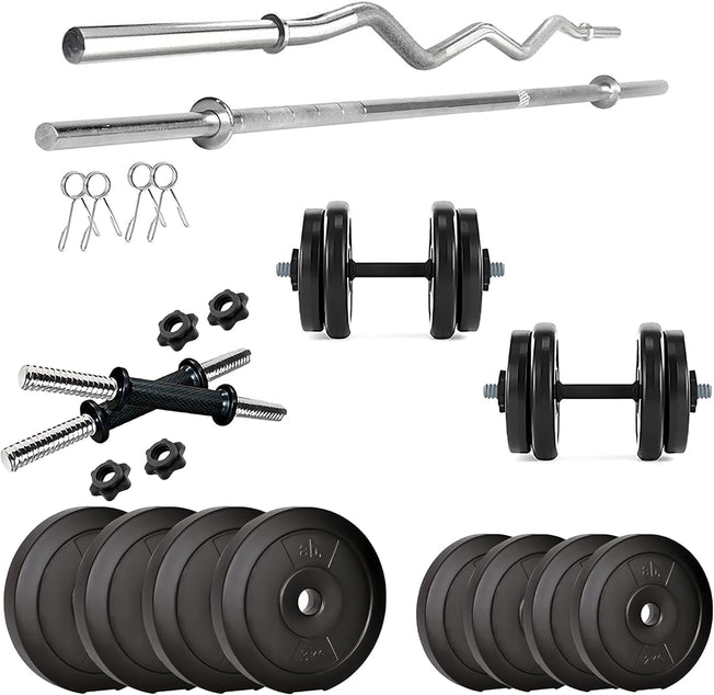 . PVC 20 Kg Home Gym Set with 3-3 Ft Gym Rods and One Pair Dumbbell Rods