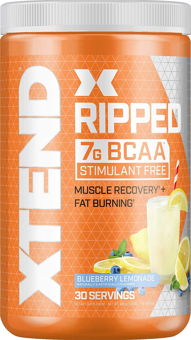 Xtend Ripped BCAA Powder, Branched Chain Amino Acids, Bcaas, Blueberry Lemonade, 30 Servings