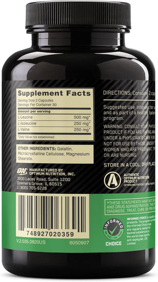 BCAA Capsules, 1G, 200 Count