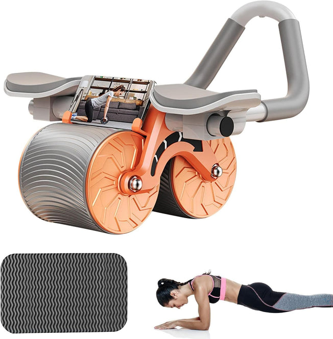 Automatic Rebound Abdominal Roller with Elbow Support, 2 in 1 Ab Roller Wheel & Plank Trainer with Knee Pad, Abdominal Exercise Roller, for Home Gym Fitness