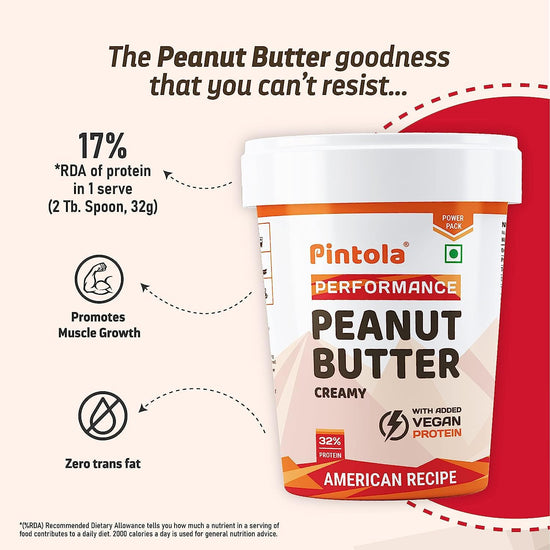 American Recipe Performance Series Peanut Butter, Creamy, 1Kg, Vegan Protein 32% Protein High Protein & Fiber