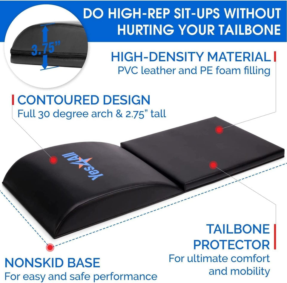 Ab Exercise Mat with Tailbone Protecting Pad, Abdominal Wedge