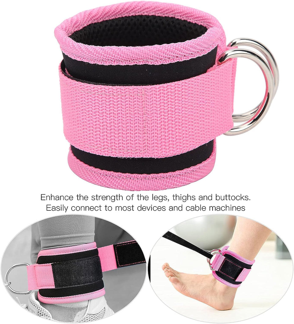 Adjustable Ankle Weights, Double D‑Ring Adjustable Ankle Straps Exercise Training Equipment for Gym Fitness Workout (Pink)