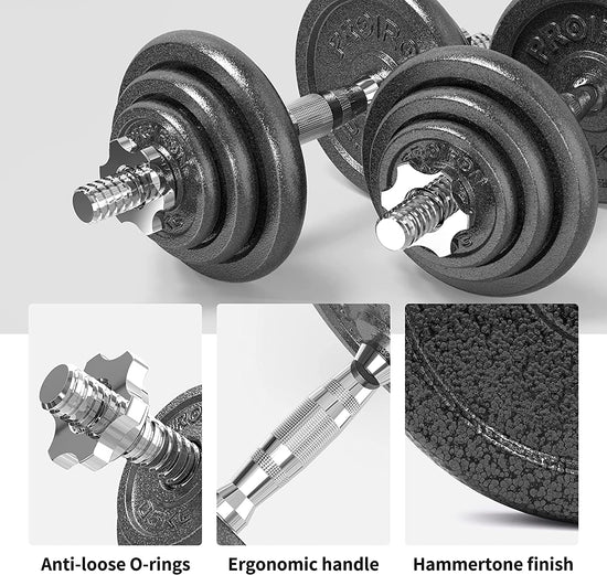 20Kg Cast Iron Adjustable Dumbbell Set Hand Weight with Solid Dumbbell Handles Changed into Barbell Handily Perfect for Bodybuilding Fitness Weight Lifting Training Home Gym