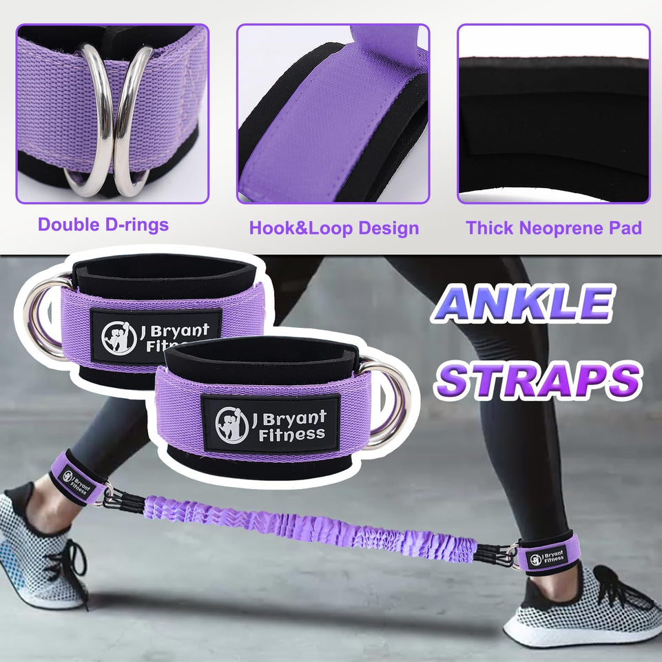 Ankle Resistance Bands with Cuffs Set, 60LB 3 Different Pound Resistance Bands, for Leg Glute Exercise Fitness Equipment