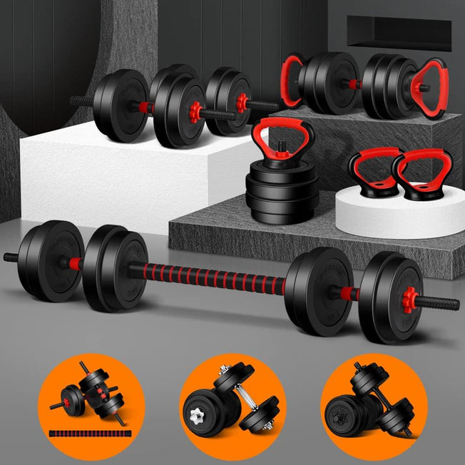 Adjustable Dumbbell Set 7-40KG Exercise Fitness Equipment Barbell Kettlebell Hand Weight Set Rubber Weight Plates Strength Training Workout Essential Home Gym Weightlifting Toning…