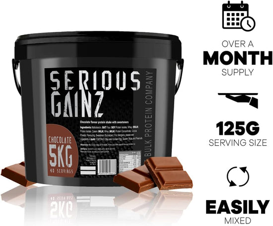 - SERIOUS GAINZ Whey Protein Powder 5Kg - Weight Gain, Mass Gainer - 30G Protein Powders - Chocolate