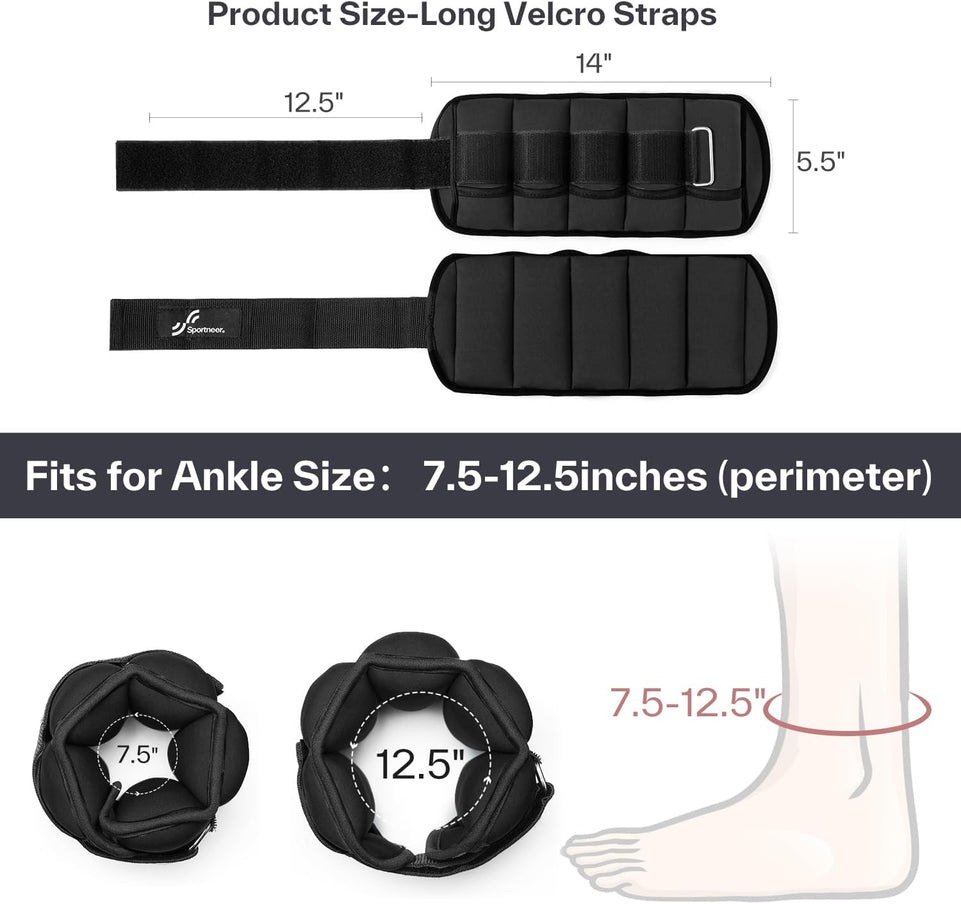 Adjustable Ankle Weights, 1 Pair 5 Lb, 10 Lb Weights Wrist Arm Leg Weight Straps for Fitness, Walking, Jogging, Workout| 10 Lb 4.6 Kg per Pair