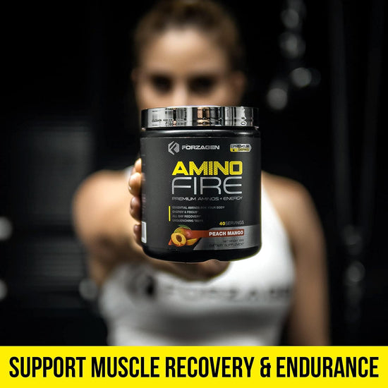 Amino Energy + BCAA Amino Acids - Energy | Focus | Endurance | Reaction | 40 Servings of Amazing Flavors | Amino Fire (Peach Mango)