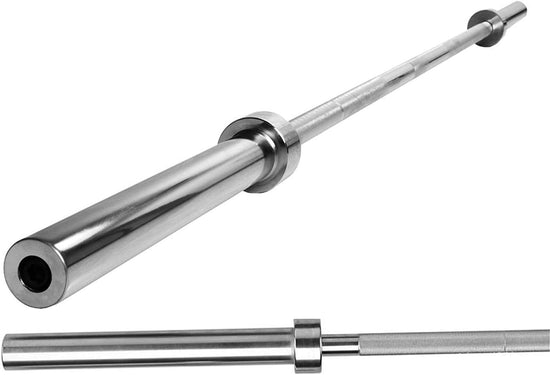 Barbell Standard Bar with Spring Collar Locks - 6Ft Heavy-Duty Standard Bar, 72 Inch Solid Steel Chrome Bar, 6 Foot Standard Barbell Handle for Power Weightlifting, Bodybuilding - Fitness Gym Exercise Equipment