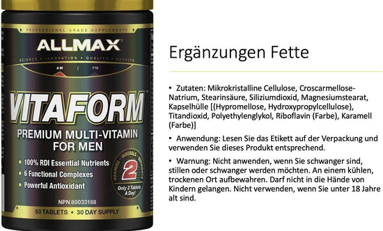 Allmax Premium Vitaform Performance Vitamin, 60 Capsules