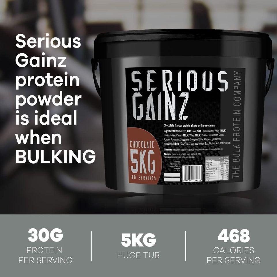 - SERIOUS GAINZ Whey Protein Powder 5Kg - Weight Gain, Mass Gainer - 30G Protein Powders - Chocolate