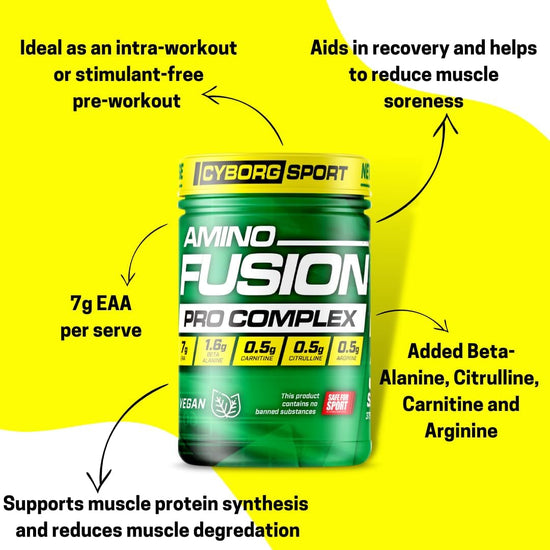 - Amino Fusion - Lemonade - 30 Serves -10.1G Amino Acids per Serve - Intra-Workout Blend : EAA BCAA Beta Alanine Carnitine L-Citrulline Arginine. Performance and Recovery