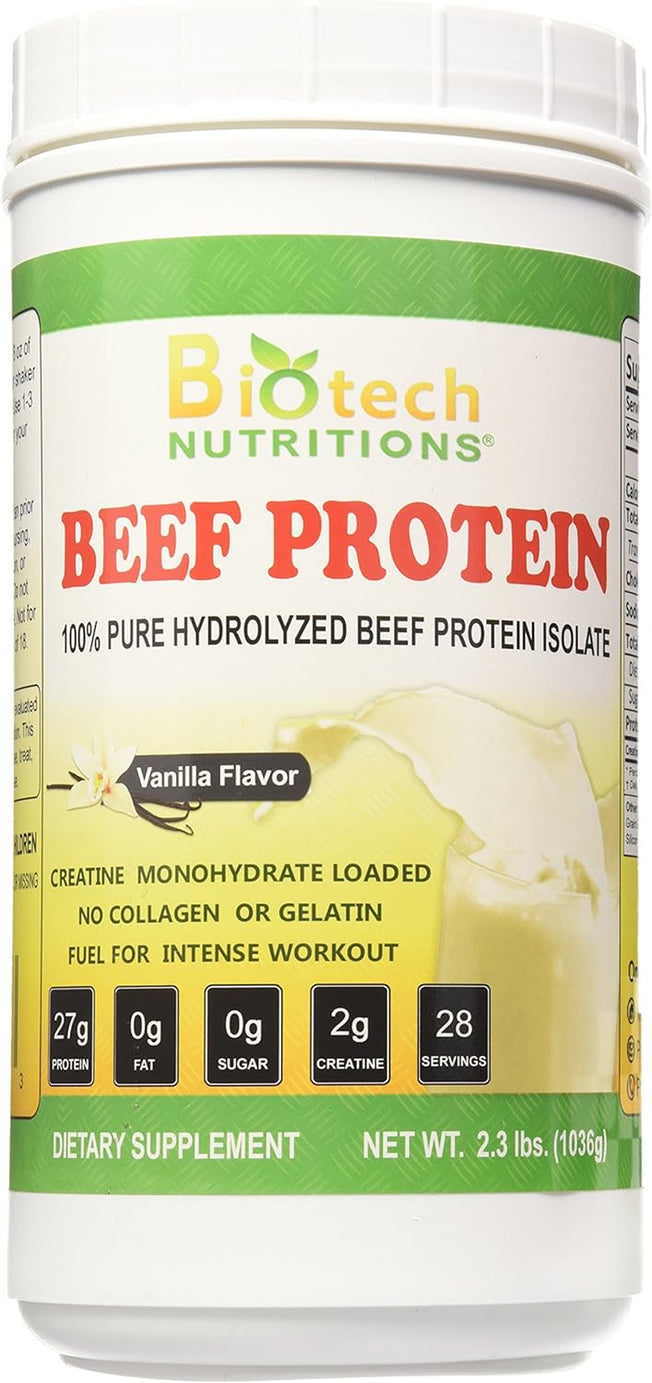 Beef Protein Powder, Vanilla, 2.3 Pound