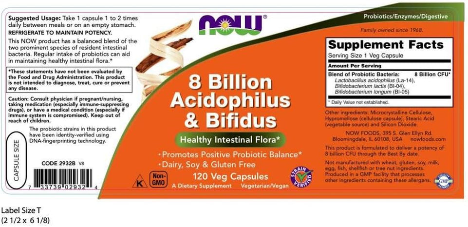 8 Billion Acidophilus & Bifidus,120 Veg Capsules