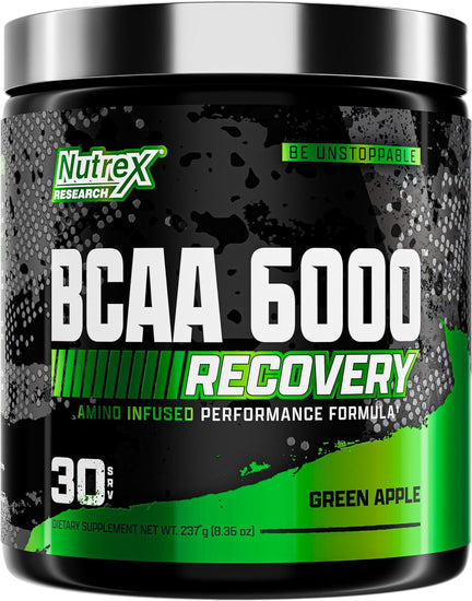 BCAA 6000 | 6 Grams of Branched Chain Amino Acids | 2:1:1 Ratio of L-Leucine, L-Isoleucine, L-Valine for Muscle Growth, Recovery (Green APPL)