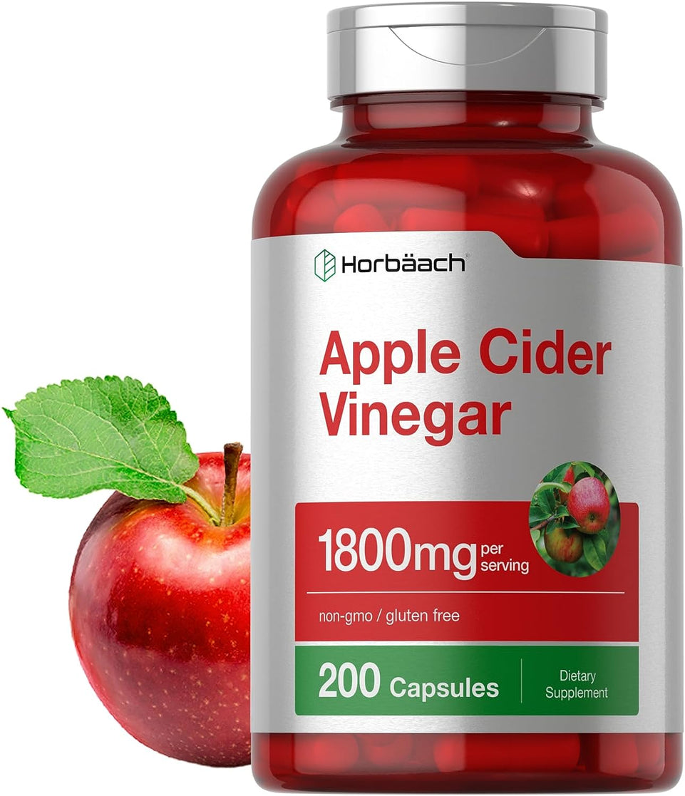 Apple Cider Vinegar Capsules | 1800Mg | 200 Pills | Non-Gmo, Gluten Free Supplement | by Horbaach