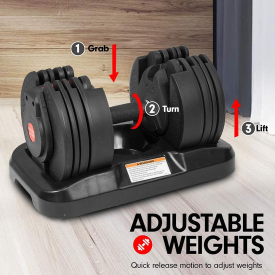 2X 20Kg Adjustable Dumbbell Home Gym Exercise Equipment Weights Fitness Set Bar