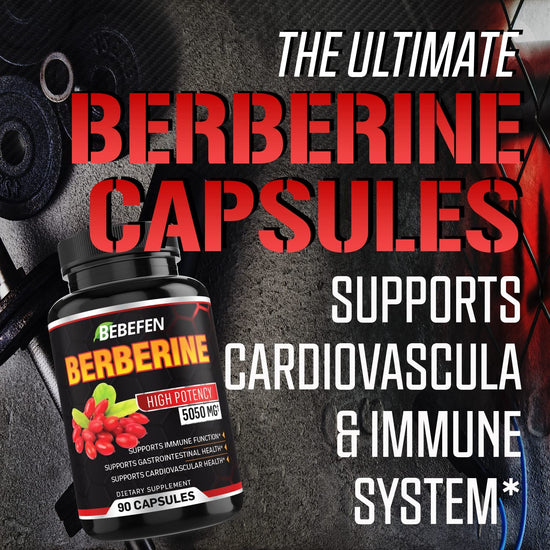 Berberine Capsules - 5050Mg Formula Pills with Black Pepper Extract - 90 Capsules Berberine Supplement for Supports Glucose Metabolism, Healthy Immune System, Cardiovascular Heart - 3 Month Supply