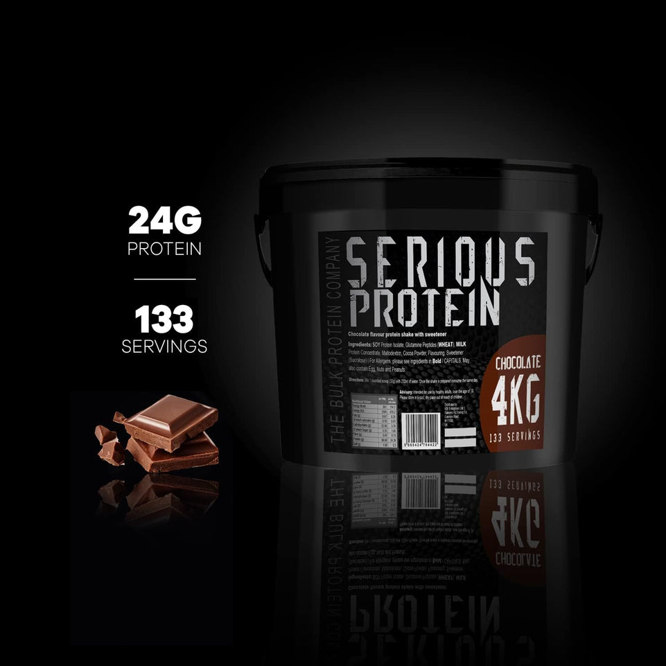 - SERIOUS PROTEIN 4Kg - Low Carb Lean Protein Powder 24G per Serving - Chocolate Flavour