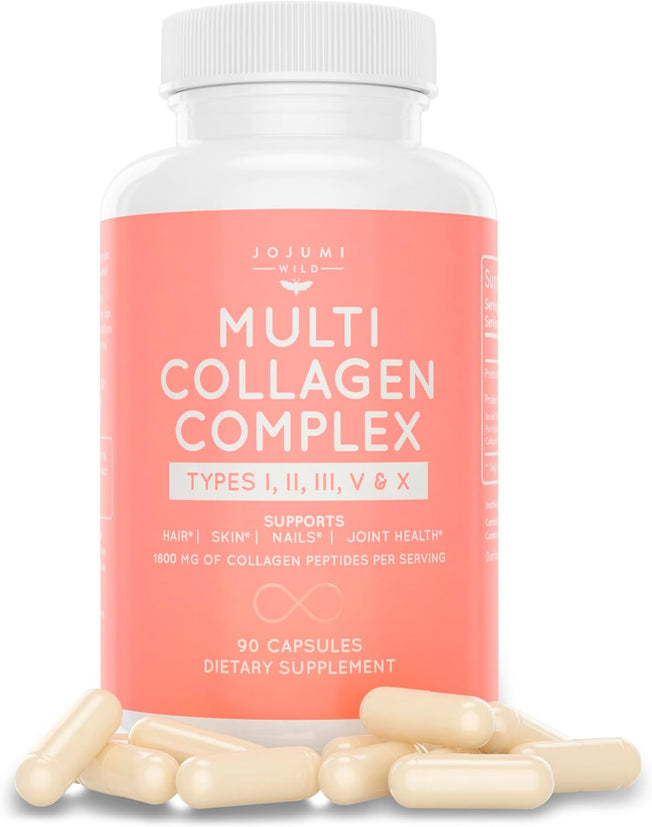 5-In-1 Multi Collagen Capsules (Type I, II, III, V + X) for Skin, Hair, Nails & Joint Health - Collagen Powder Supplements for Women Gut Health & Weight Management Collagen Peptides & anti Aging Pills