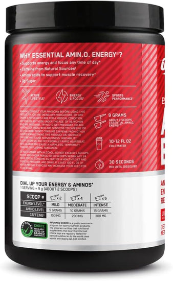 Amino Energy Powder, Juicy Strawberry Burst, 270G, 30 Servings