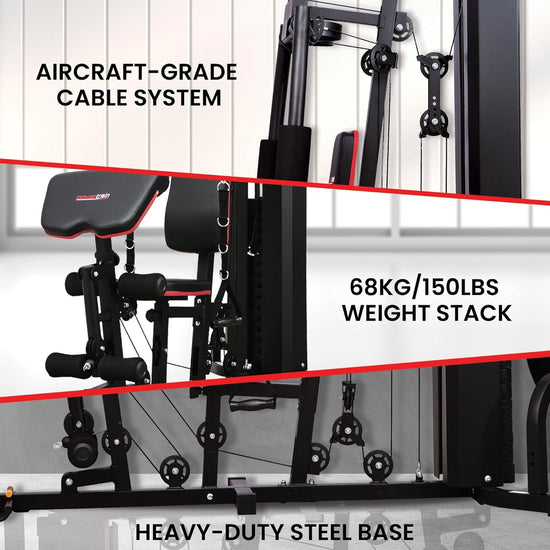 Powertrain JX-89 Multi Station Home Gym 68Kg Weight Cable Machine