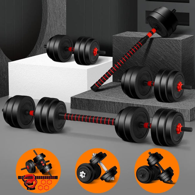 Adjustable Dumbbell Set 7-40KG Exercise Fitness Equipment Barbell Kettlebell Hand Weight Set Rubber Weight Plates Strength Training Workout Essential Home Gym Weightlifting Toning…