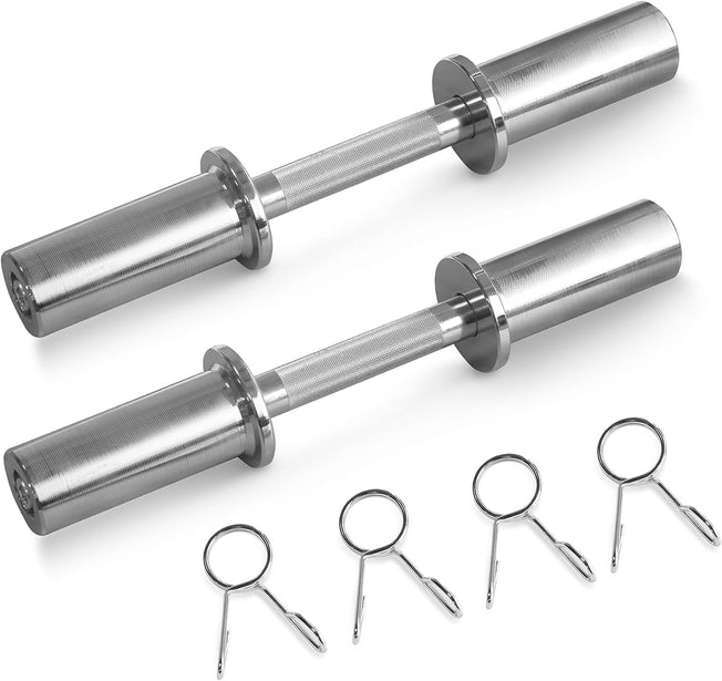 16' Adjustable Olympic Dumbbell Handles(Weight CAPACITY: 150LBS), Pair of Loadable Dumbbell Bars for 2' Olympic Weight Plates, with 4 Spring Collars for Home Gym Workout Strength Training Fitness