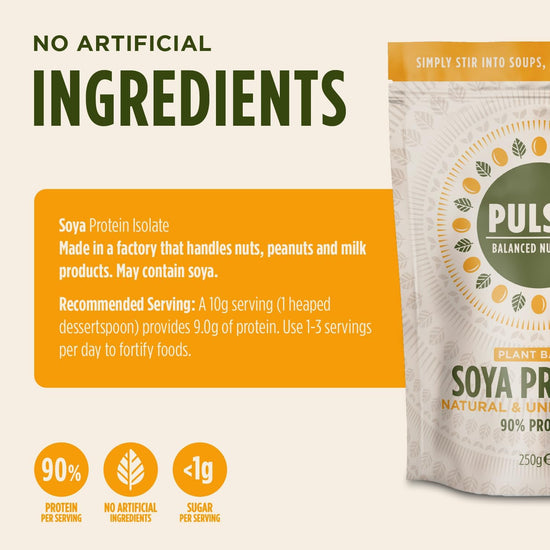 ' Unflavoured Soya Protein Powder 250G | 90% Protein| Natural | Gluten Free | Vegan