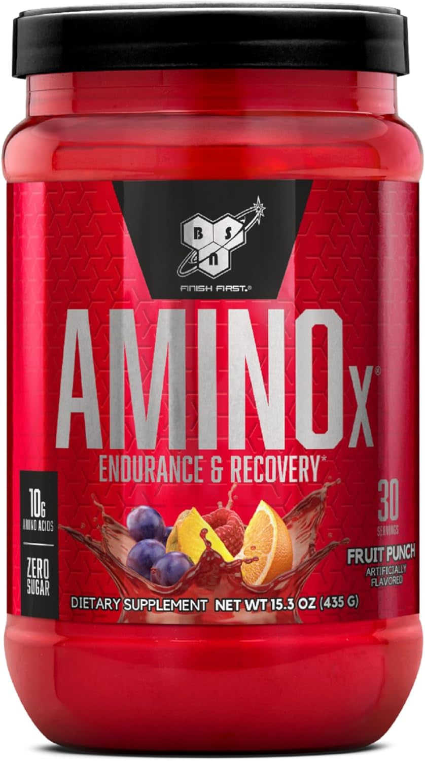 AMINO X Endurance & Recovery Powder with 10 Grams of Aminos per Serving, Flavor: Fruit Punch, 30 Servings