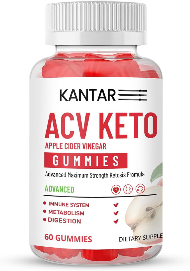 ACV Keto Gummies for Fat Burning & Weight Loss Support - Apple Cider Vinegar Gummies with Vitamins B12 - Maximum Strength Ketosis Formula - 60 Gummies