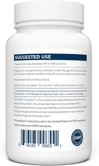 NAD+ Complete - NAD+, NMN & NR (Liposomal) - Bioavailable Formula for Increased Absorption – 90 Capsules