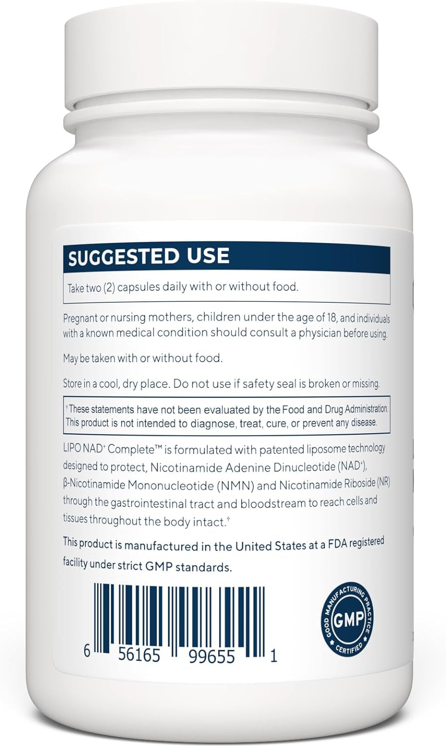 NAD+ Complete - NAD+, NMN & NR (Liposomal) - Bioavailable Formula for Increased Absorption – 90 Capsules