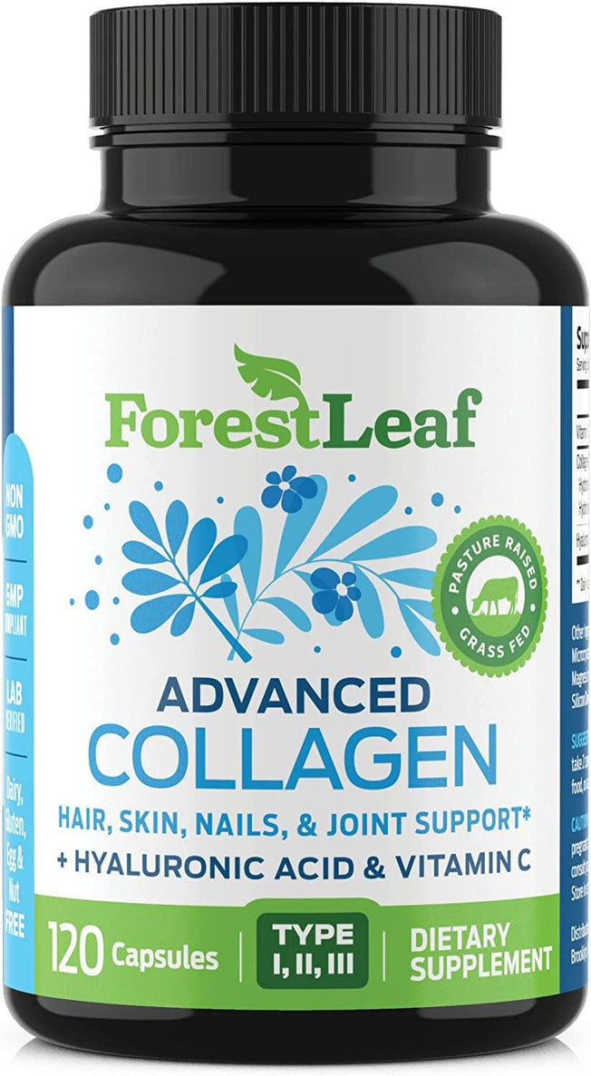 Advanced Collagen Supplement, Type 1, 2 and 3 with Hyaluronic Acid and Vitamin C - anti Aging Joint Formula - Boosts Hair, Nails and Skin Health - 120 Capsules - by