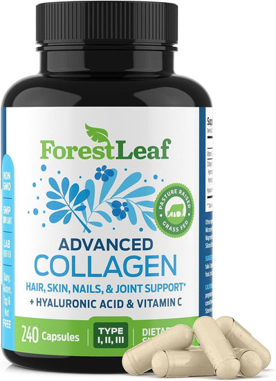 Advanced Collagen Supplement, Type 1, 2 and 3 with Hyaluronic Acid and Vitamin C - anti Aging Joint Formula - Boosts Hair, Nails and Skin Health - Veggie Capsules - by  (240 Capsules)