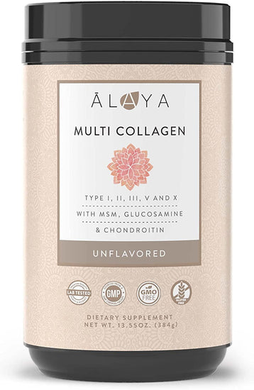 Alaya Multi Collagen Powder - Type I, II, III, V, X Hydrolyzed Collagen Peptides Protein Powder Supplement with MSM + GC (Chocolate)