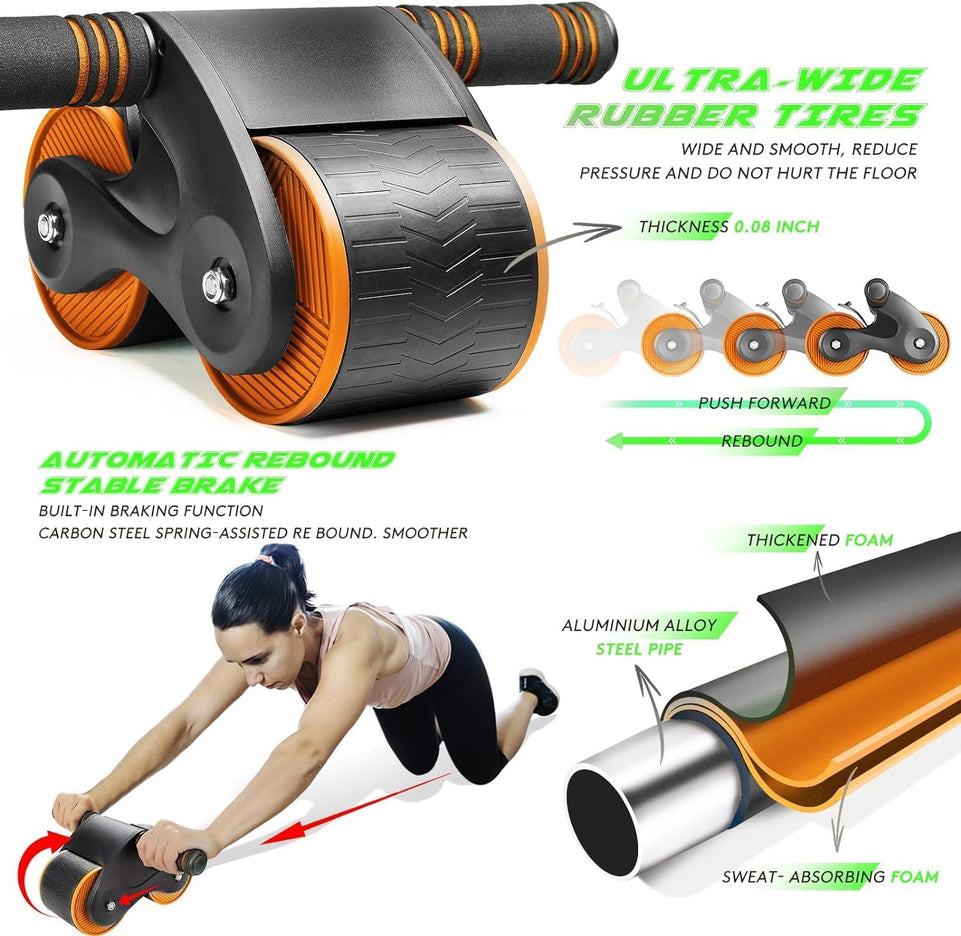 Automatic Rebound Abdominal Wheel, Ab Roller Workout Equipment, Core Exercise Equipment for Men Women Abdominal Fitness, Core Strength Training